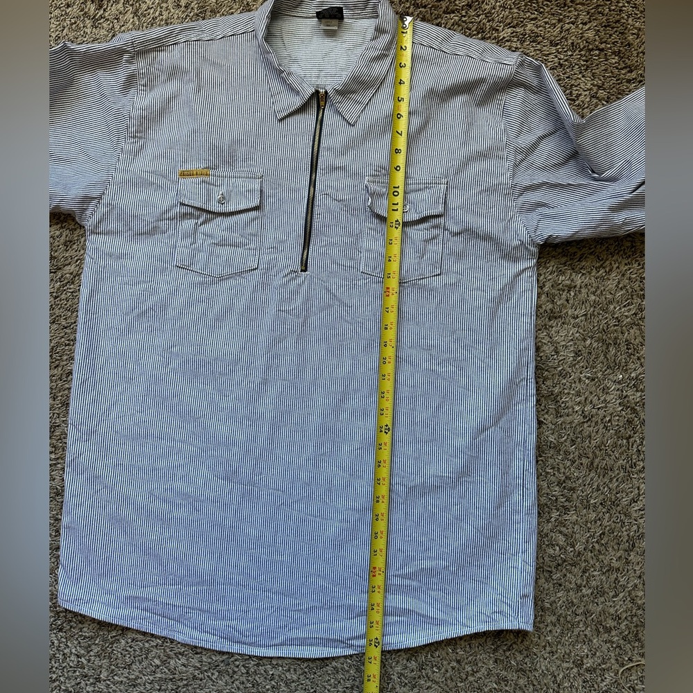 PRISON BLUES Hickory Stripe Work Shirt Half Zip Mens  2XL TALL Long Sleeve - Picture 8 of 9